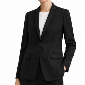 J.CREW Wool Blend One-Button Black Blazer Jacket Tailored Classic Size 4